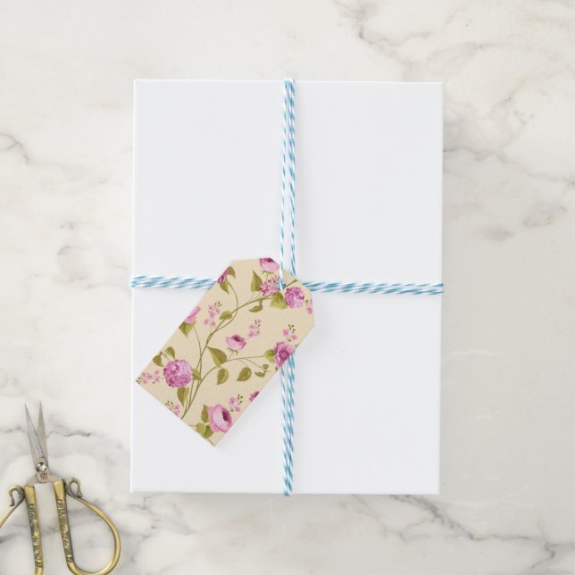 Étiquettes-cadeau Fleurs Motif 16 (Avec de laficelle)