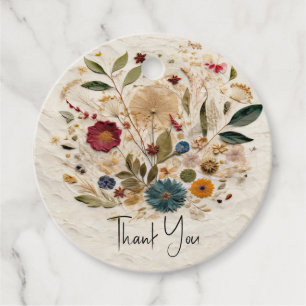 Étiquettes Cadeau Fleurs Pressées de Jardin Fantaisiste Mariage Bohè