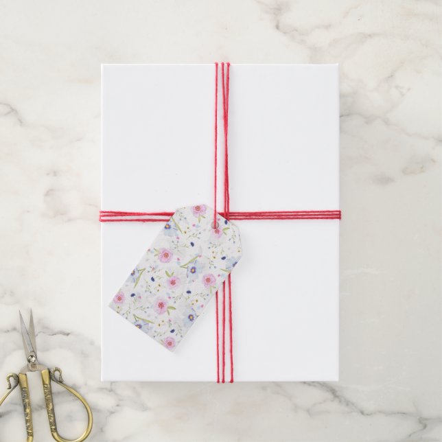 étiquettes cadeau fleurs printanières (Avec de la ficelle)