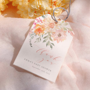 Étiquettes-cadeau Fleurs printanières Fille Baby Shower Remerciement