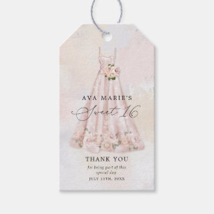 Étiquettes-cadeau Fleurs rose pâle Sweet 16 Merci