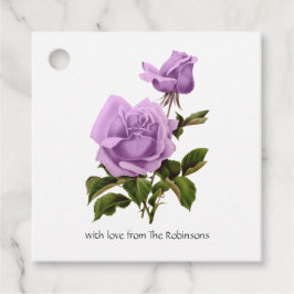 Étiquettes Cadeau Fleurs rose pêche et lavande violet
