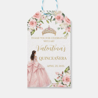 Étiquettes-cadeau Fleurs Roses Blush Rose Quinceañera 15e anniversai