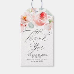 Étiquettes-cadeau Fleurs roses Élégant Merci de Fête des mariées