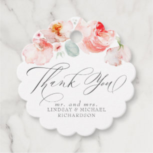 Étiquettes Cadeau Fleurs roses élégantes Cute Merci
