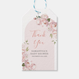 Étiquettes-cadeau Fleurs Roses Fille Bébé En Fleur Merci