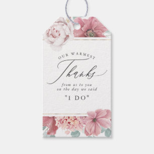 Étiquettes-cadeau Fleurs Roses poussiéreuses Merci élégant