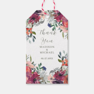 Étiquettes-cadeau Fleurs sauvages aquarelle Elegant Mariage de autom