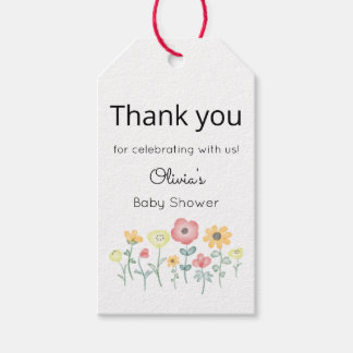 Étiquettes-cadeau Fleurs sauvages aquarelles mignonnes remerciement