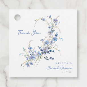 Étiquettes Cadeau Fleurs sauvages bleues Baby Shower