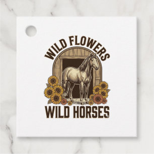 Étiquettes Cadeau Fleurs sauvages Chevaux sauvages Chemise Western V