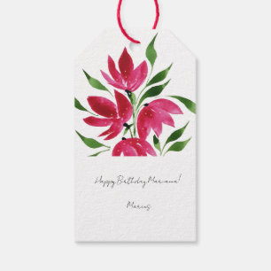 Étiquettes-cadeau Fleurs sauvages roses Perdu d'aquarelle Art