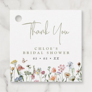 Étiquettes Cadeau Fleurs sauvages rustiques Merci de Fête des mariée