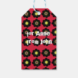 Étiquettes-cadeau Fleurs scandinaves Noir Rouge