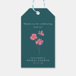 Étiquettes-cadeau Fleurs Turquoises roses vert Boho Fête des mariées