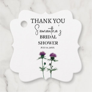 Étiquettes Cadeau Fleurs violettes de chardon Fête des mariées écoss