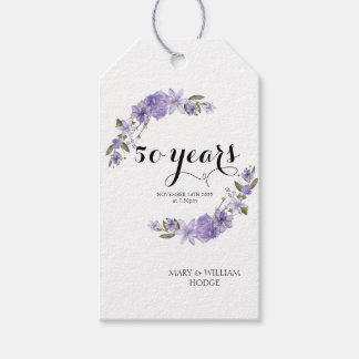 Étiquettes-cadeau Fleurs violettes de lavande 50e anniversaire maria