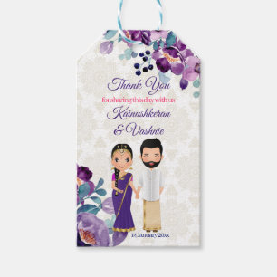 Étiquettes-cadeau Fleurs violettes Tamil Telugu mariage