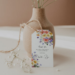 Étiquettes-cadeau Flirt Floral Meadow Merci Mariage d'été