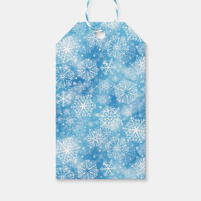 Étiquettes-cadeau Flocon de neige bleu (Devant)