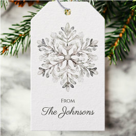 Étiquettes-cadeau Flocon de neige Rustique aquarelle Noël personnali