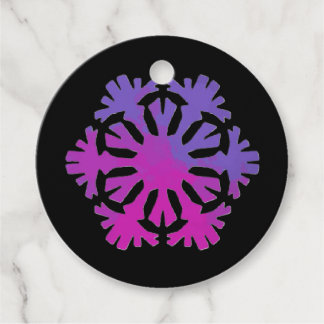 Étiquettes Cadeau Flocon de neige violet et rose