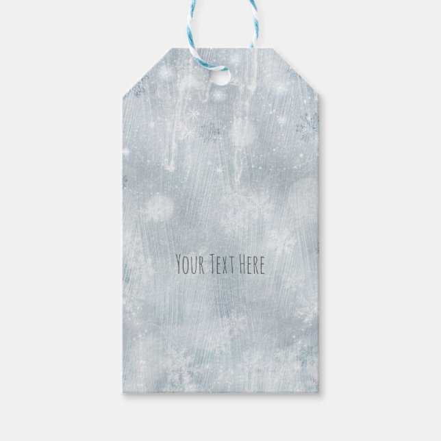 Étiquettes-cadeau Flocons de neige de glace blanche Hiver merveilleu (Devant)