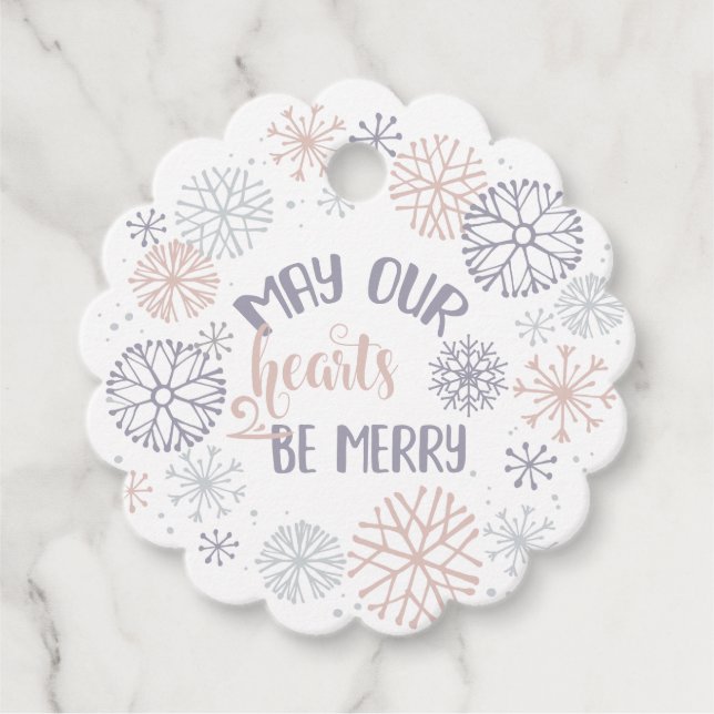Étiquettes Cadeau Flocons de neige de Noël pastel (Devant)
