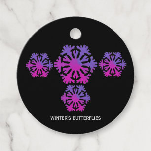 Étiquettes Cadeau flocons de papillons d'hiver