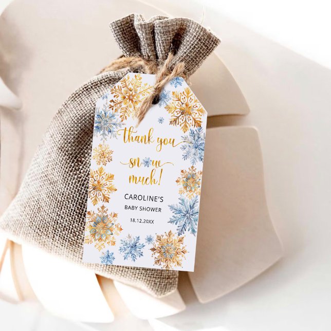 Étiquettes-cadeau Flocons d'or Merci (Créateur téléchargé)