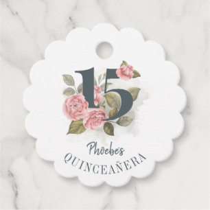 Étiquettes Cadeau Floral 15e anniversaire Quinceanera Rustique