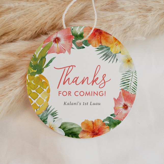 Étiquettes Cadeau Floral 1er Luau Anniversaire (Créateur téléchargé)