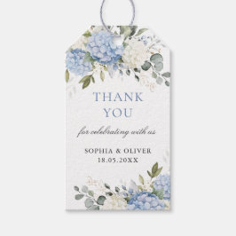 Étiquettes-cadeau Floral Blue Hydrangea Merci Mariage vert
