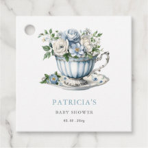 Floral Blue Tea Party Baby shower garçon