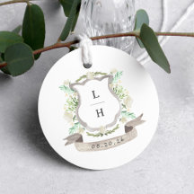 Floral Crest Aquarelle Monogramme Mariage