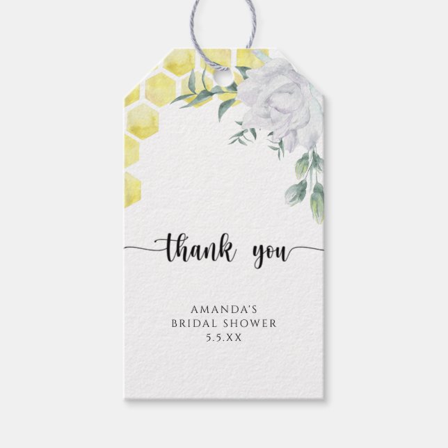 Étiquettes-cadeau Floral d'abeille - Merci Mariage (Devant)