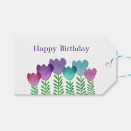Étiquettes-cadeau Floral d'anniversaire moderne et heureux