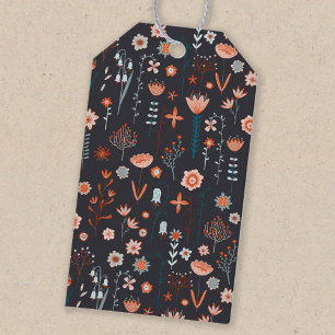 Étiquettes-cadeau Floral Dark Motif moderne