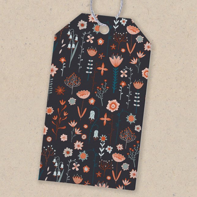 Étiquettes-cadeau Floral Dark Motif moderne (Créateur téléchargé)