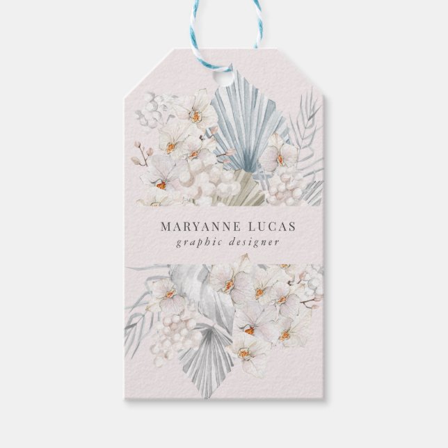 Étiquettes-cadeau Floral de Bohême Bleu (Devant)