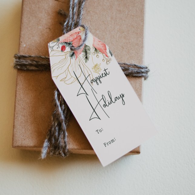 Étiquettes-cadeau Floral d'hiver moderne Les vacances les plus agréa (Créateur téléchargé)