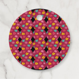 Étiquettes Cadeau Floral Diamonds Round