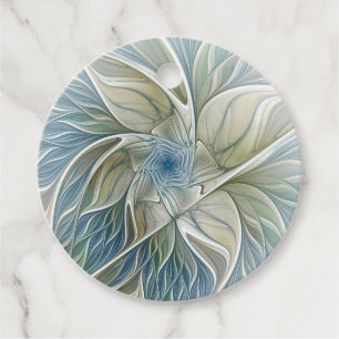 Étiquettes Cadeau Floral Dream Motif Abstrait Blue Khaki Custom