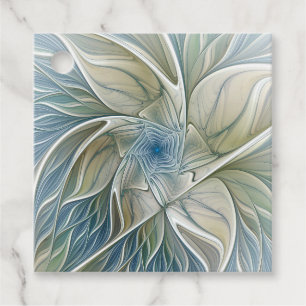 Étiquettes Cadeau Floral Dream Motif Abstrait Blue Khaki Custom