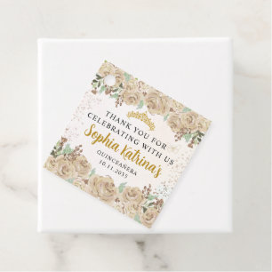 Étiquettes Cadeau Floral Gold Princess Quinceanera Anniversaire Favo
