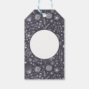 Étiquettes-cadeau Floral noir et blanc moderne