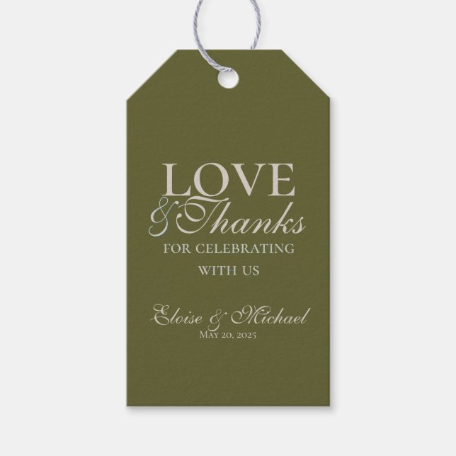Étiquettes-cadeau Floral Olive Green Wedding Favor (Devant)