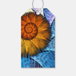 Étiquettes-cadeau Floral Orange Bleu Jaune Art Abstrait