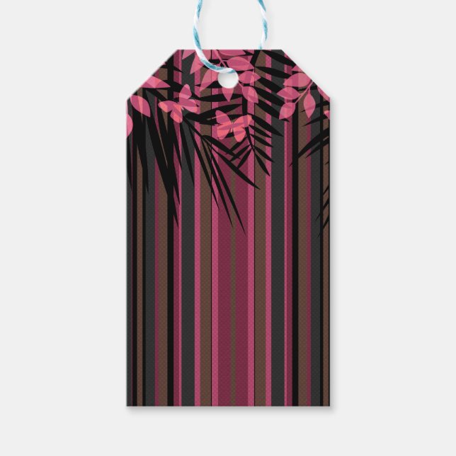 Étiquettes-cadeau Floral, rayé, rétro (Devant)