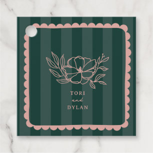 Étiquettes Cadeau Floral rose Botanique Vert Mariage